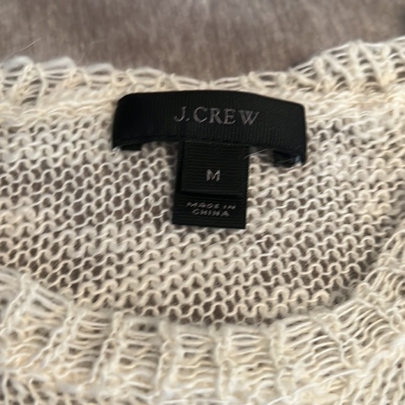 J Crew Navy White Striped Sheer Knit Crew Neck Sweater Wool Mohair Blend Small - Picture 5 of 6